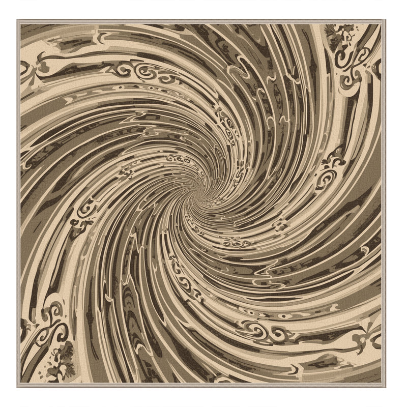 Machine Washable Pantelis Classic Damask Rug in Brown – Beige Binding, 7' Square