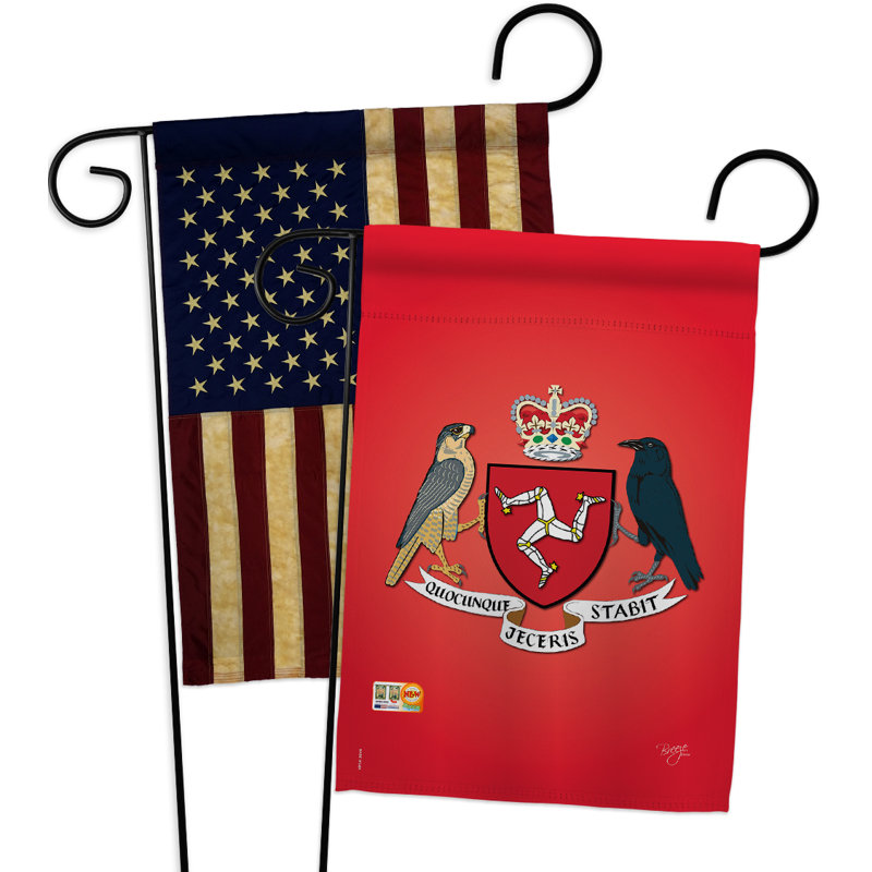 Ensemble de drapeaux décoratifs en polyester à 2 faces 19 x 13 po, 2 pièces île de man impressions