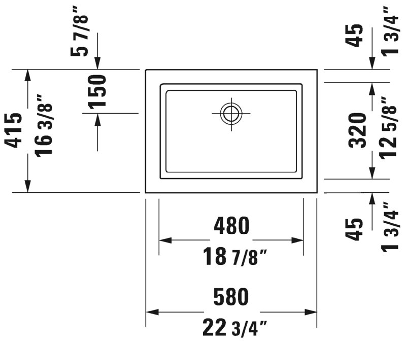 2nd Floor White Ceramic Rectangular Drop-in Bathroom Sink