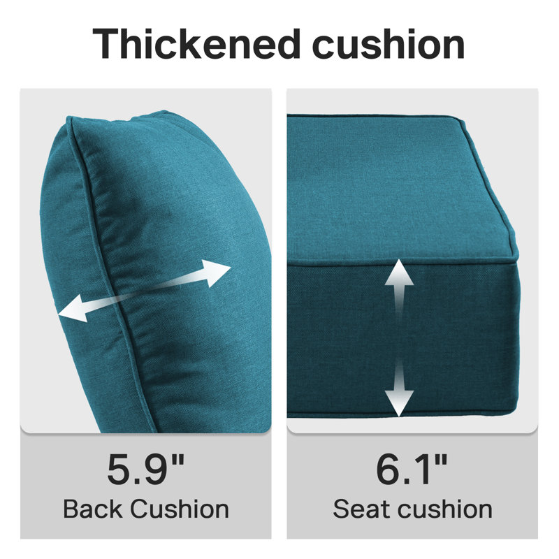 Ensemble de coussin de siège et de dossier en polyester résistant aux intempéries Deb, Bleu paon, 2, L 24 po x P 24 po 