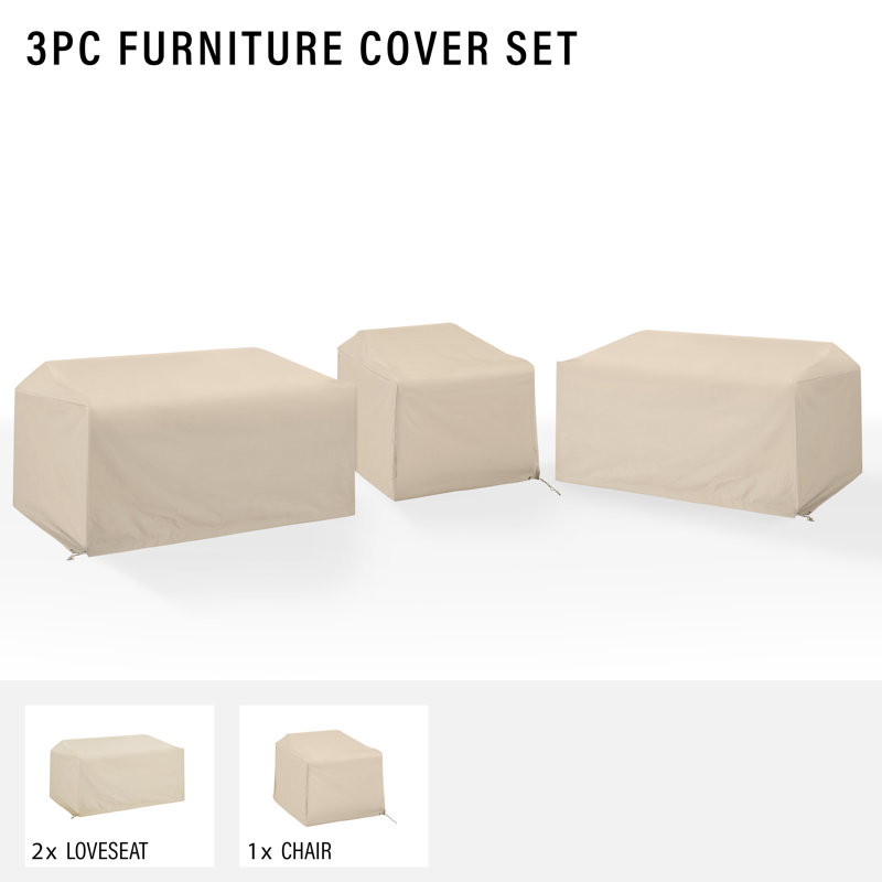 Tan Heavy-Duty Vinyl 3-Piece Outdoor Sectional Cover Set