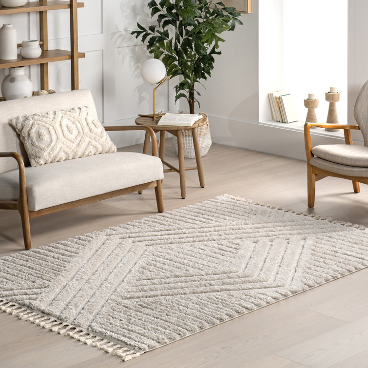 Tapis à poil long à motif géométrique Risette