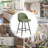 Levick Swivel Bar Stools Set Of 3, Counter Height Bar Stools With Back & Metal Legs-Green-1874607204