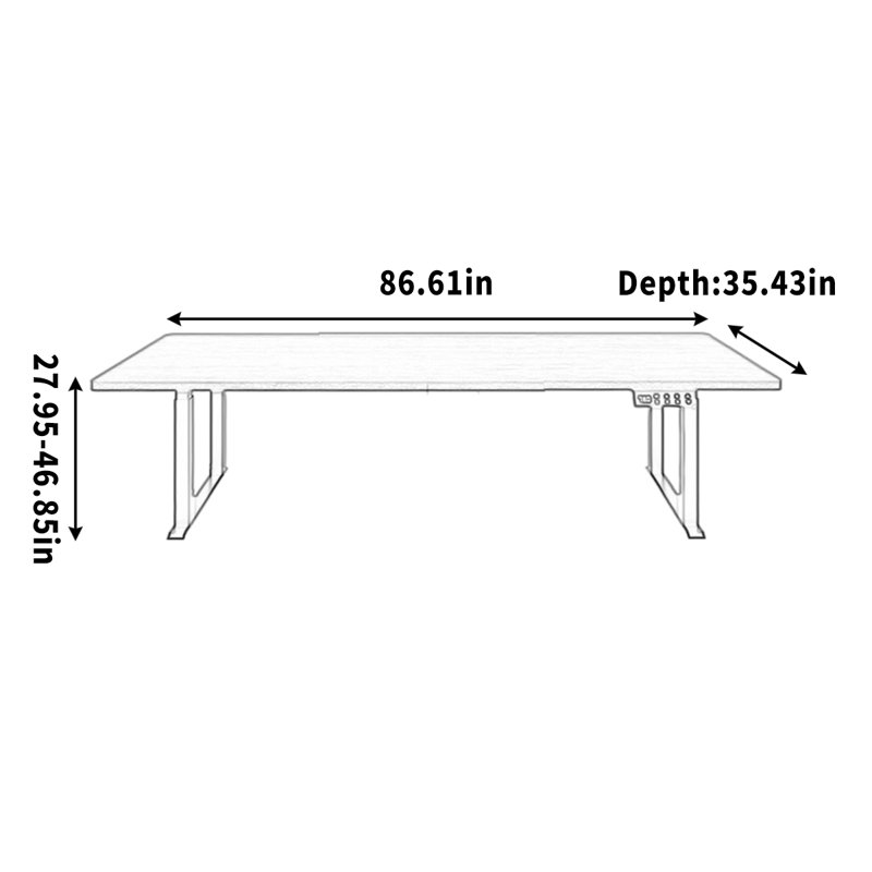 Height Adjustable Rectangular Computer Desk, 46.85" H x 86.61" W x 35.43" D