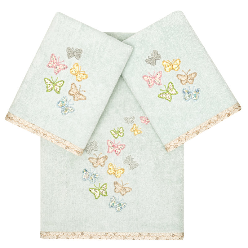100% Turkish Cotton Towel Set, Aqua, 3 Piece Towel Set