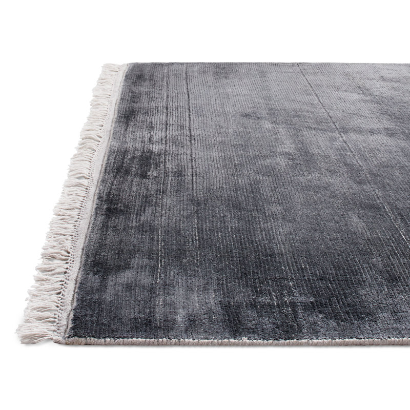 Fancy Area Rug in Indigo/Gray, Rectangle 5' x 8'