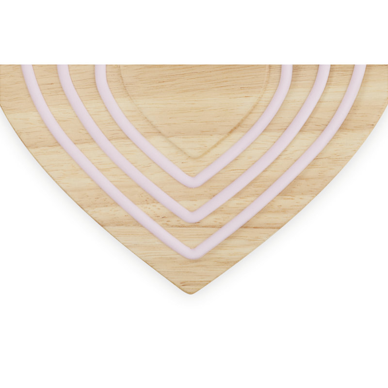 Le Creuset Magnetic Wooden Trivet Heart Pink Silicone