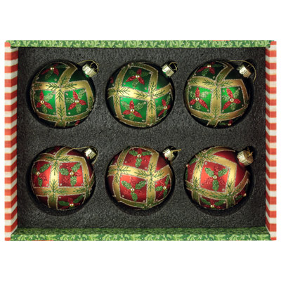 Holly Diamond Ornament, Box Of 6- 3 Inches