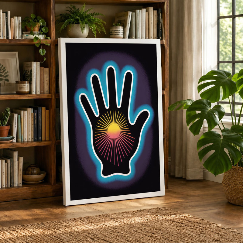Glowing Hand in Light Modern - Wrapped Canvas, 24x16 - 61.0 x 40.6 cm, Sage Border