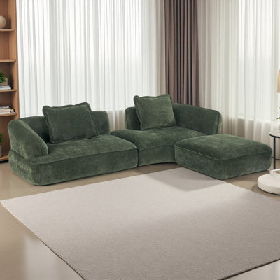 Ensemble de canapé modulaire en forme de L 121,26 "avec éponge entièrement compressée haute densité et méridienne, 2 pièces