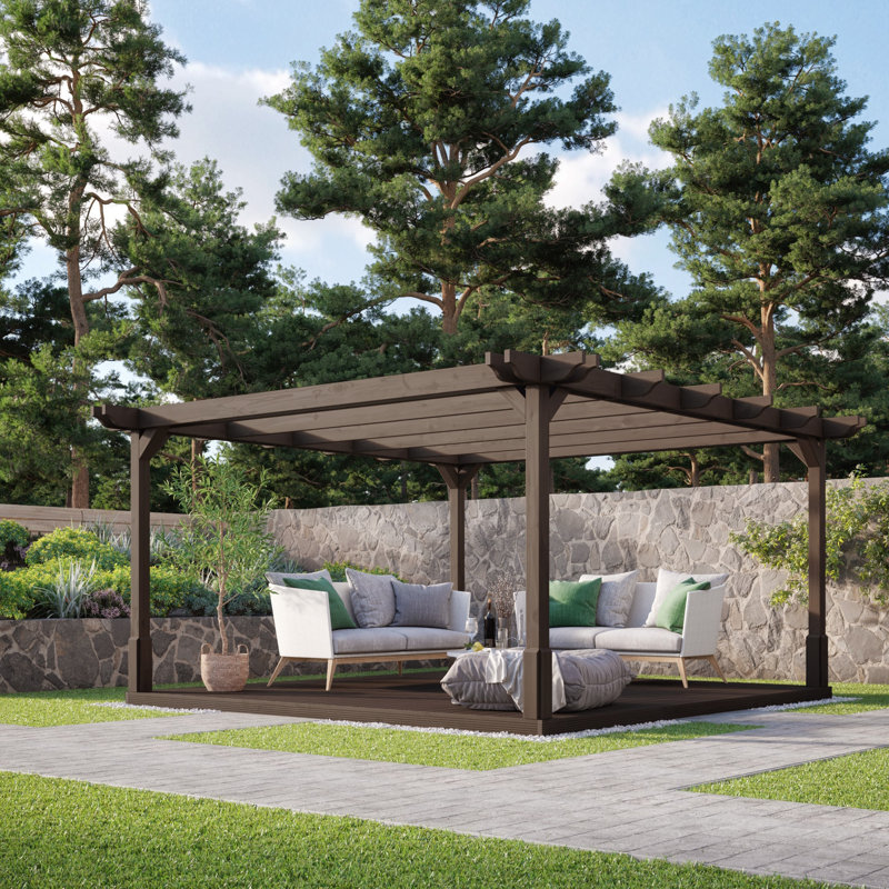 Leegan Pergola, 270cm H x 240cm W x 240cm D, Brown