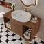 Meuble-lavabo mural moderne 39,4 po avec lavabo en céramique ovale et meuble flottant-54564710