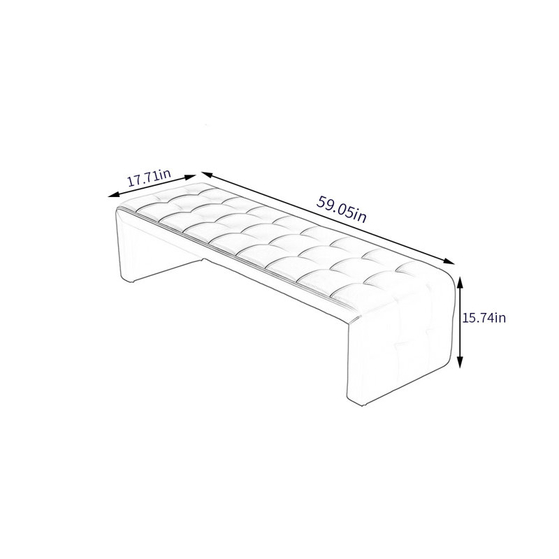 Banc de rangement Sambor, H 15,74 po x l 59,05 po x P 17,71 po