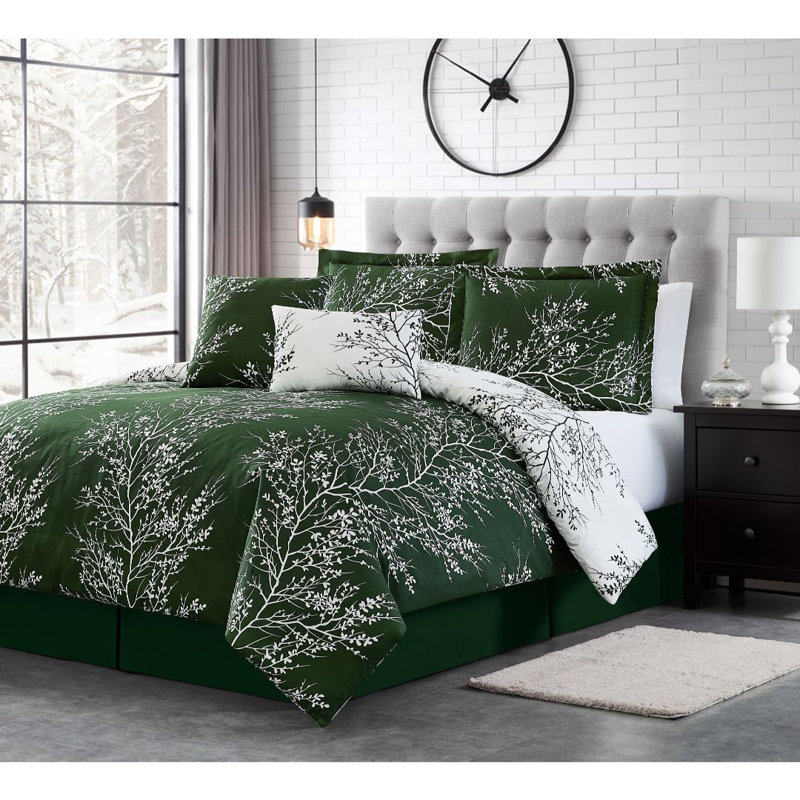 Hunter Green Twin Reversible Microfiber Comforter Set