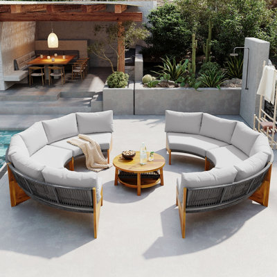 Saross 8 Piece Rattan Sofa Seating Group With Cushions & Side Tables