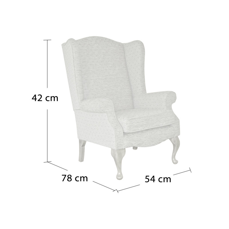 Rochelle Upholstered Wingback Chair, Mahogany, Morello Saffron Pattern