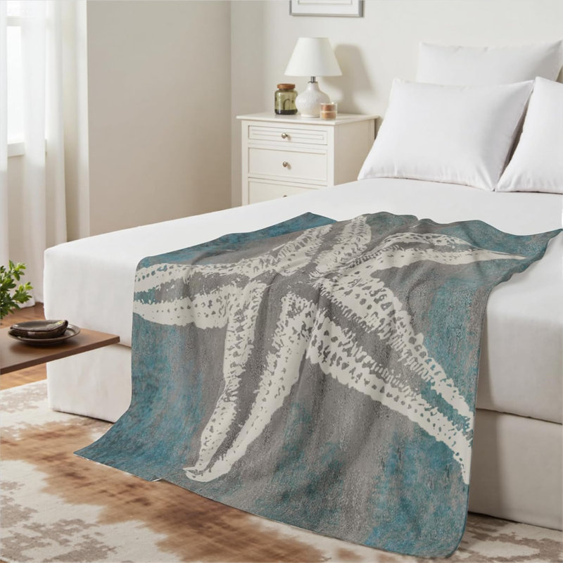 Jeté rétro Starfish Coastal Beachy, 80" L x 60" W