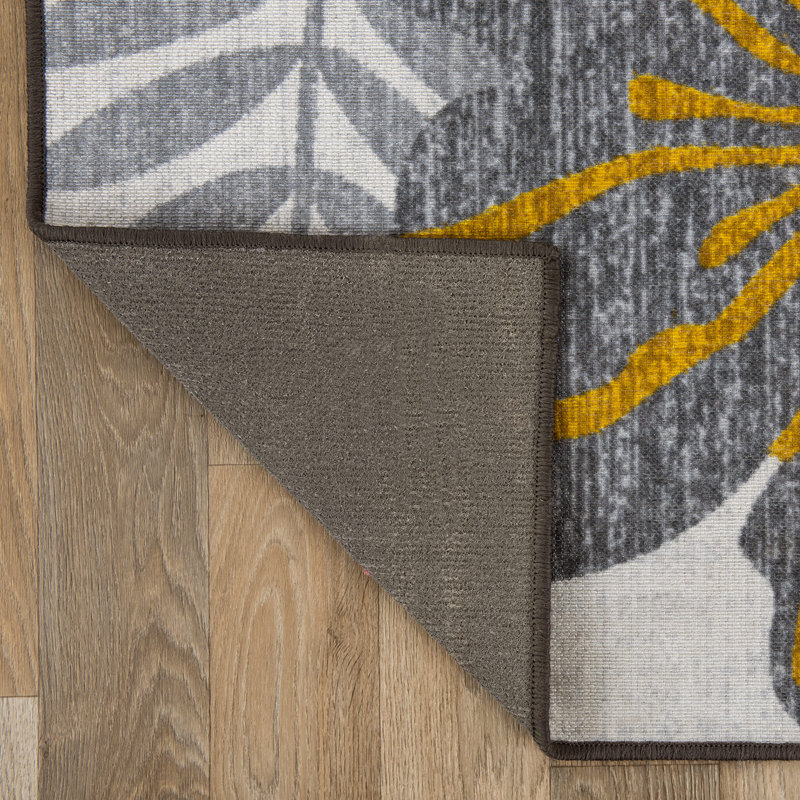 Tapis noir / jaune / gris Elma, Rectangle 5 pi x 7 pi