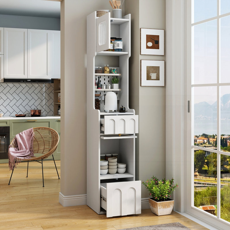 70.87" H Tall Bathroom Storage Cabinet with 1 Doors and 2 Drawer