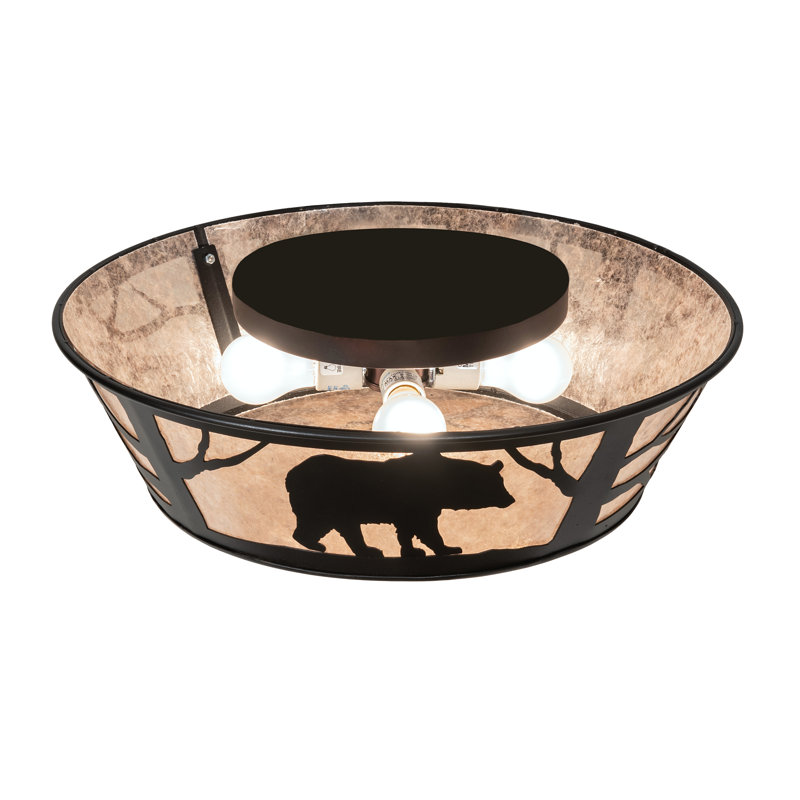 Rustic Lodge 4 - Light Flush Mount, Textured Black