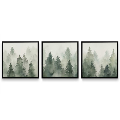 Green Haze Woodland, ensemble de 3, reproduction sur toile