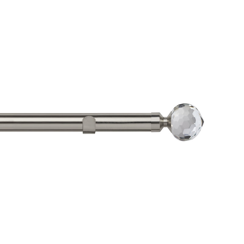 Mild Steel 2.8cm Curtain Pole Set, Satin Silver, 6cm H x 264cm W x 13cm D