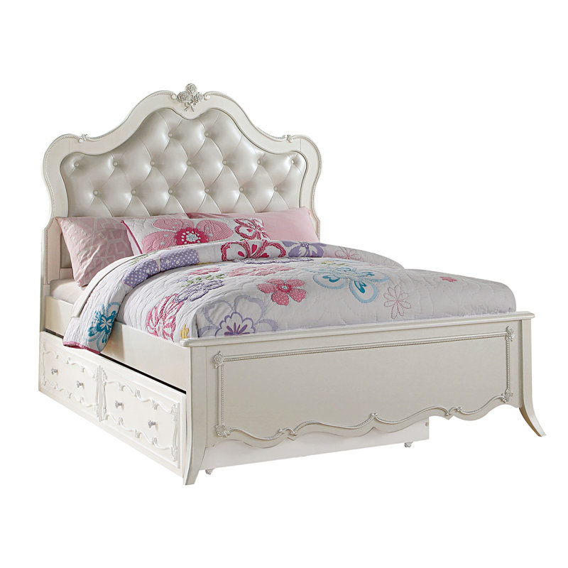 Saffold Platform Standard Bed with Trundle in Pearl White(Full Bed), Full