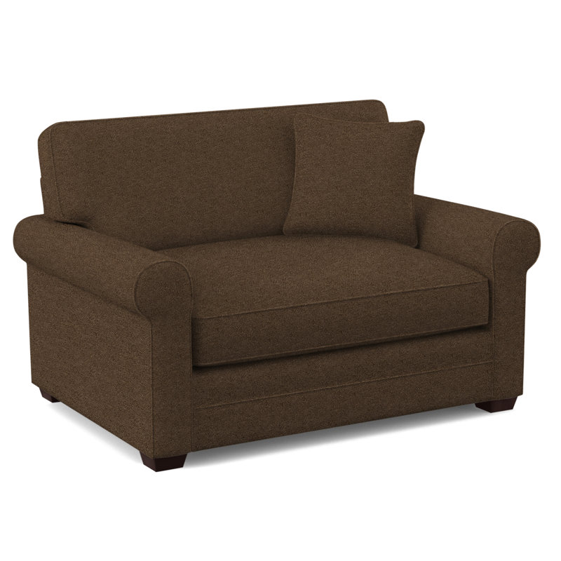 Bedford 57" Twin Sofa Bed, Java Finish, Lapis Plaid; 0126-63, Gel Memory Foam Mattress