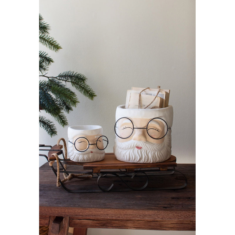 Ensemble de 2 jardinières en béton Christmas Santa 