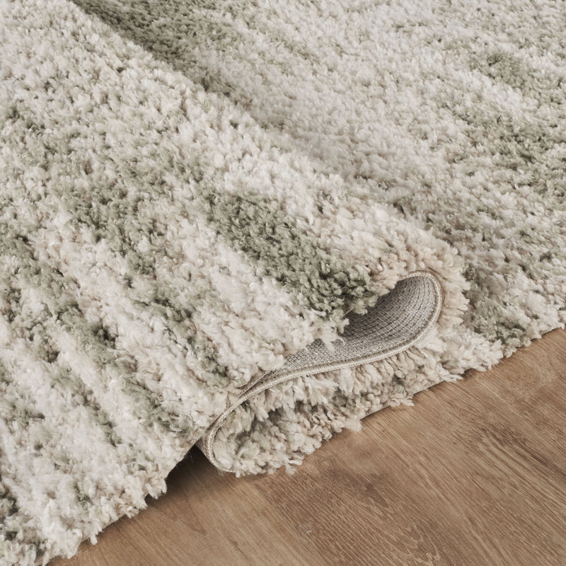 Haven Green & Beige Abstract Shag Modern Rug, Green/Beige, 6'4" x 9'4"