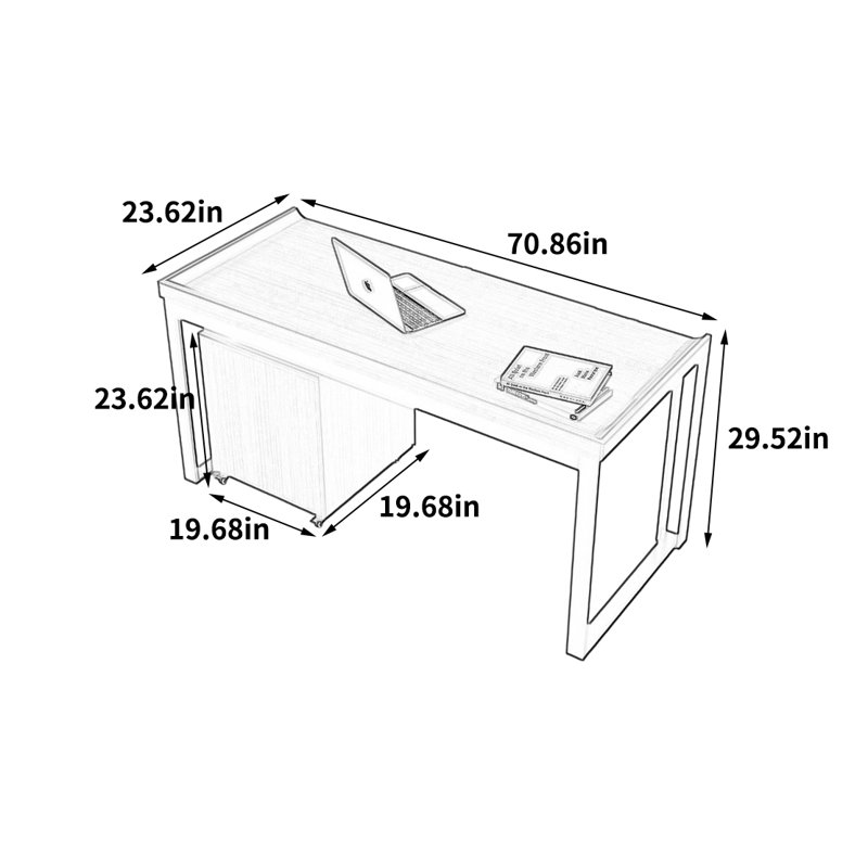 Bureau Balter, H 29,52 po x l 70,86 po x P 23,62 po