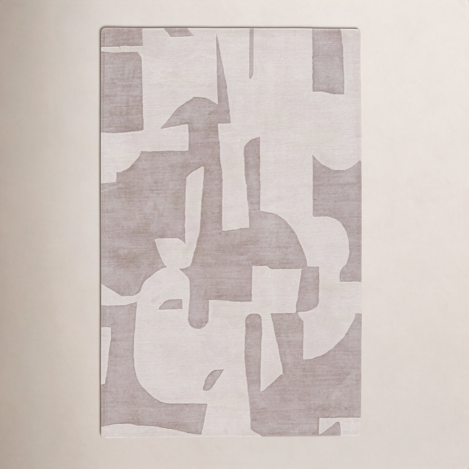Taupe Cream Hand-Woven Abstract Rug, Rectangle 8' x 10'