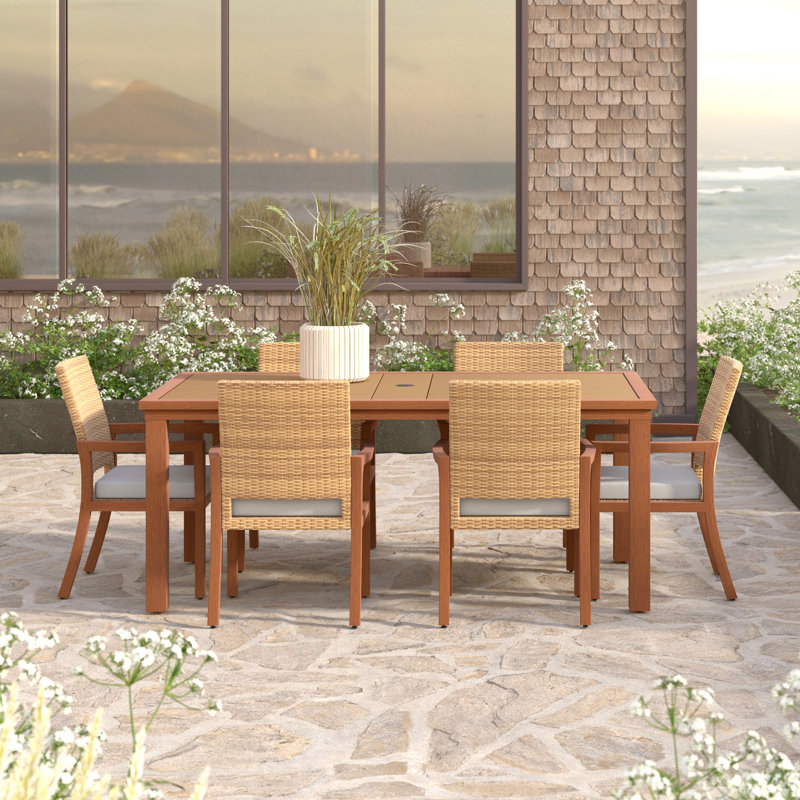 Milana 7 Piece Dining Set, Bliss White Sunbrella®
