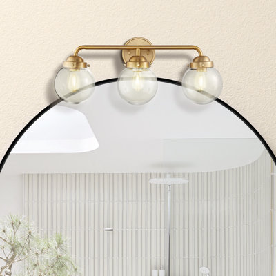 Cordray 24" Globe glass 3-light bathroom Vanity light