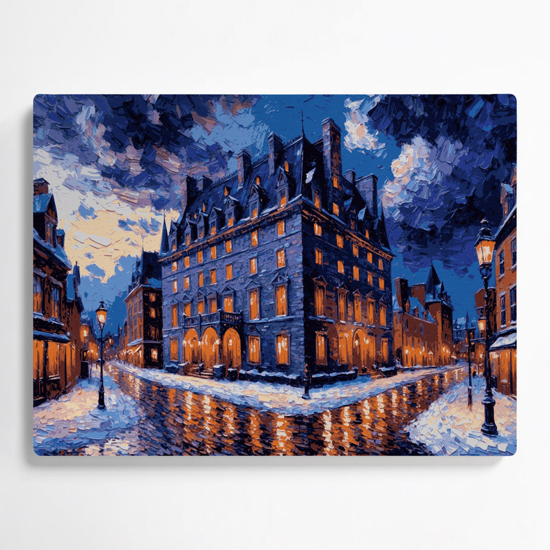 Art mural en métal mauve, cités, ville de Québec, H 8 po x l 10 po