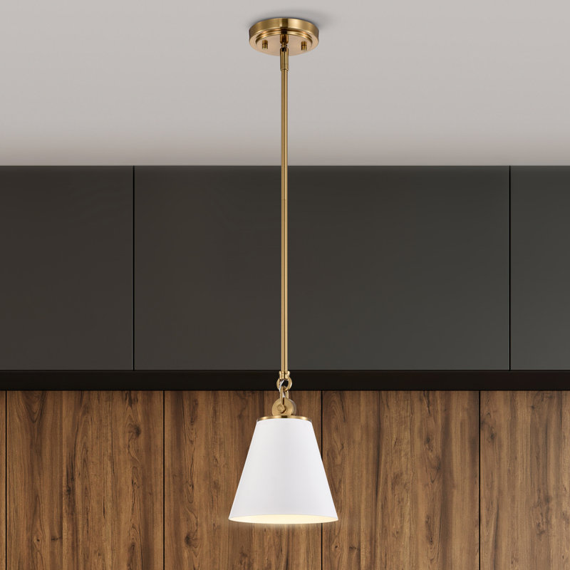 Gertie 1 - Light Brass Single Pendant, White