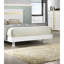 Cadre de lit grand format, DEL sous le lit, design contemporain moderne, couleur blanc / or, bois d'ingénierie et métal, garniture en acrylique, prêt pour le matelas, étuis de preuve