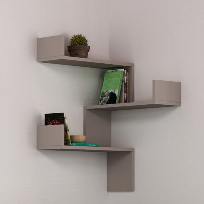 Luci 3 Piece Corner Wall Mounted Floating Shelf Modern Space-Saving Design