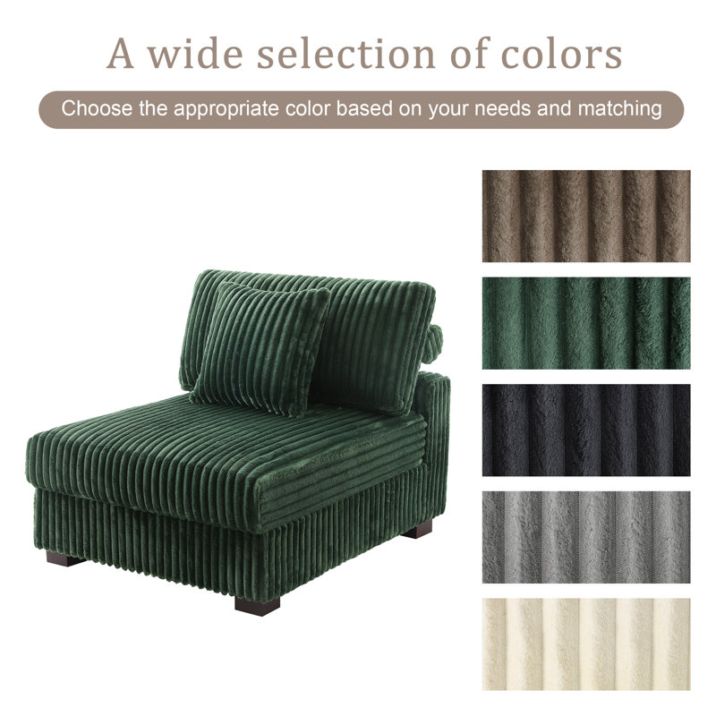 Upholstered Accent Chair with Footstool, Green