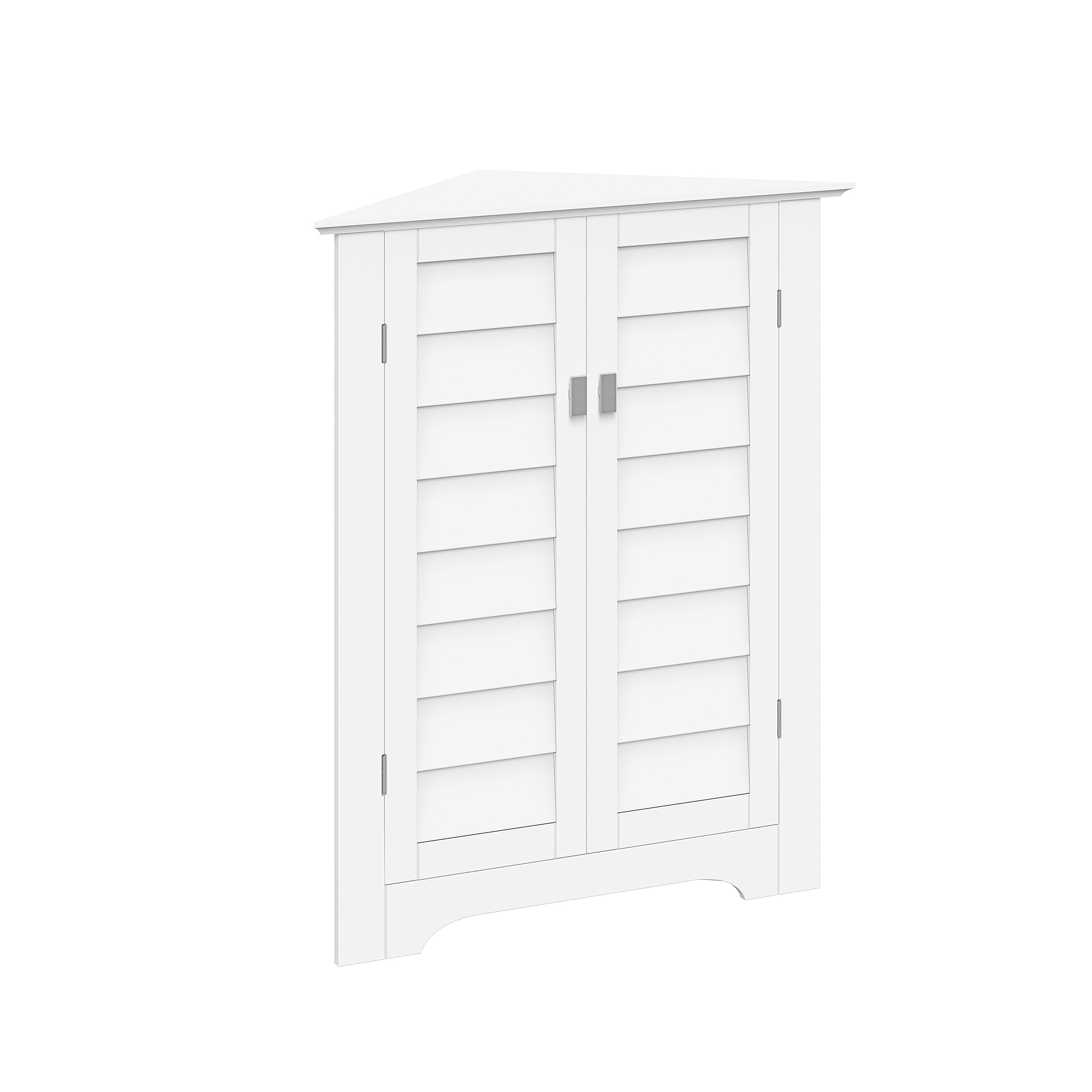 Lavish Home 3-Shelf Corner Storage Cabinet with Shutter Doors and Adjustable Shelves, White