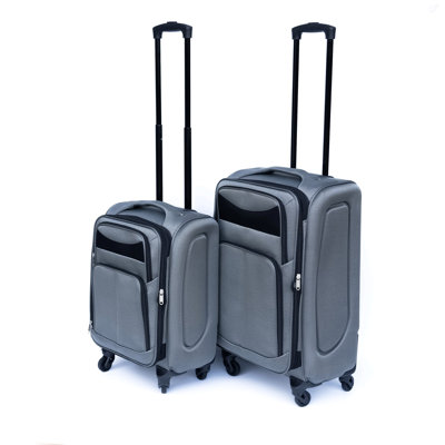 (20+24) Travel case two-piece suitcase set Oxford trolley case without password lock universal wheel + Oxford cloth backpack  GRAY