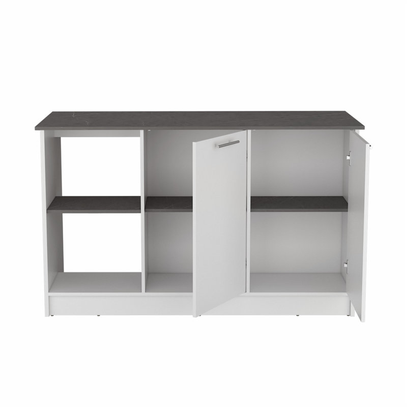 Versatile Kitchen Island with Abundant Storage and Practical Countertop, Black/White