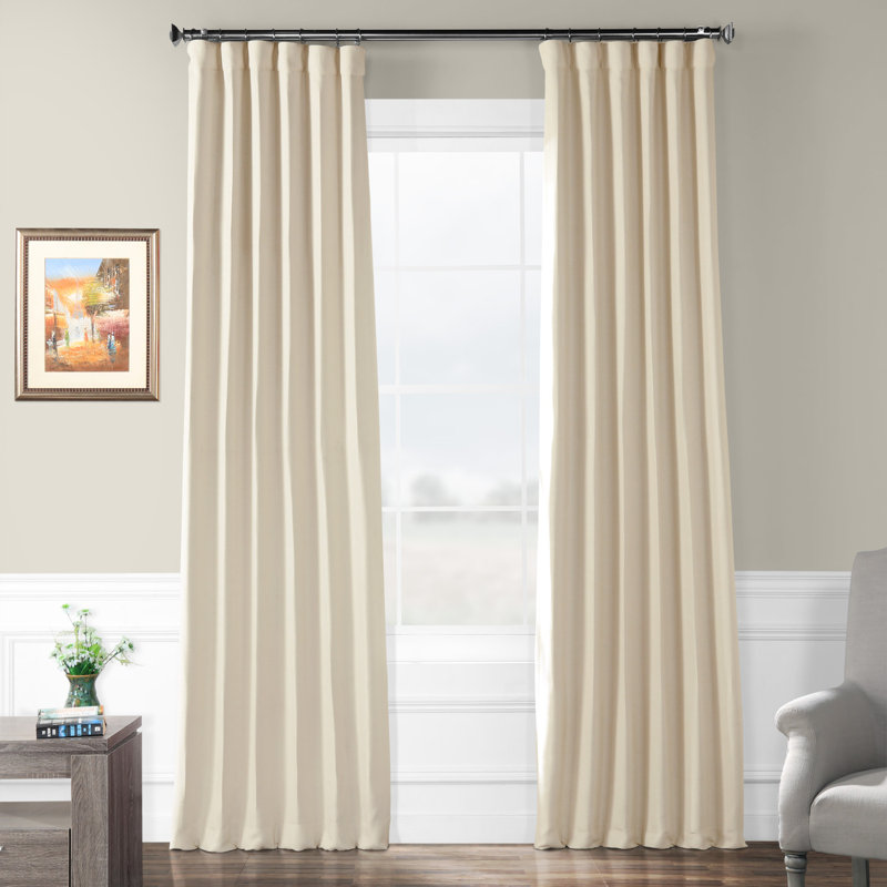 Bellino Textured Faux Linen Room Darkening Curtains for Bedroom & Living Room Curtains (1 Panel), Oat Cream, 50" W x 84" L