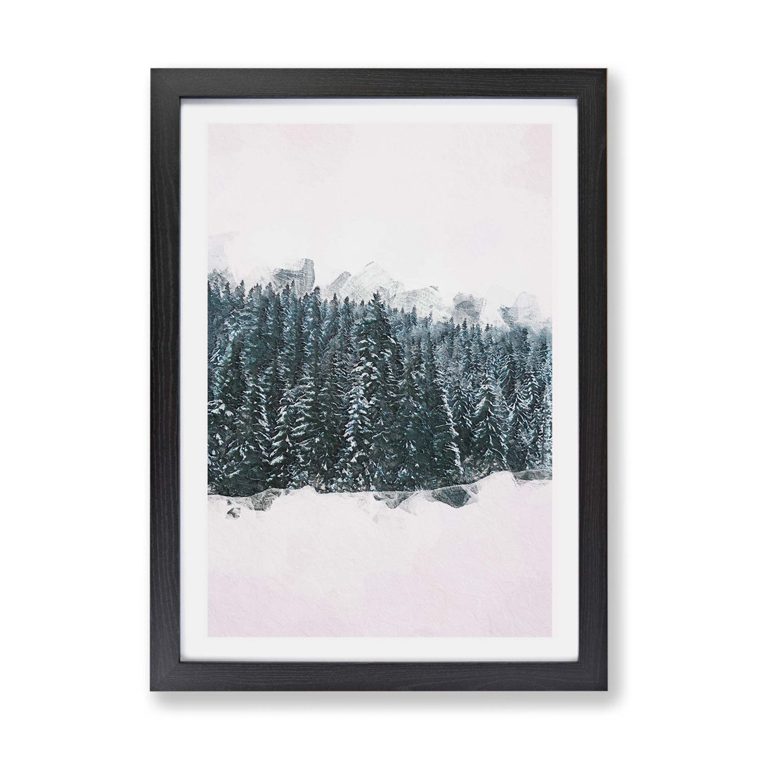 Fir Tree Forest in Winter in Abstract - Framed Print