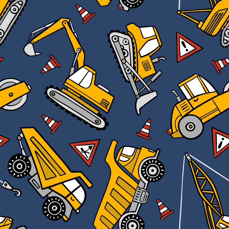 Construction Cars 1 Piece Wrapped Canvas Wall Art, 30cm H x 30cm W x 3.8cm D