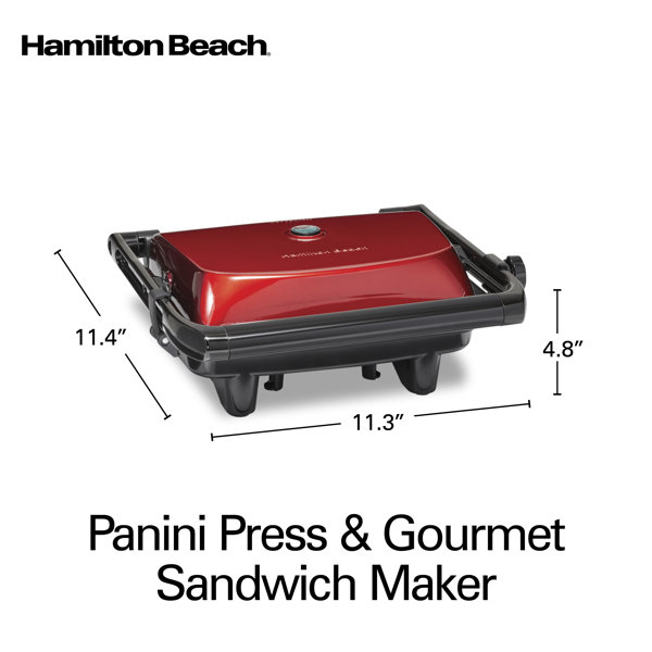 Hamilton Beach 1400-Watt Red Panini Press with Floating Lid 25462Z