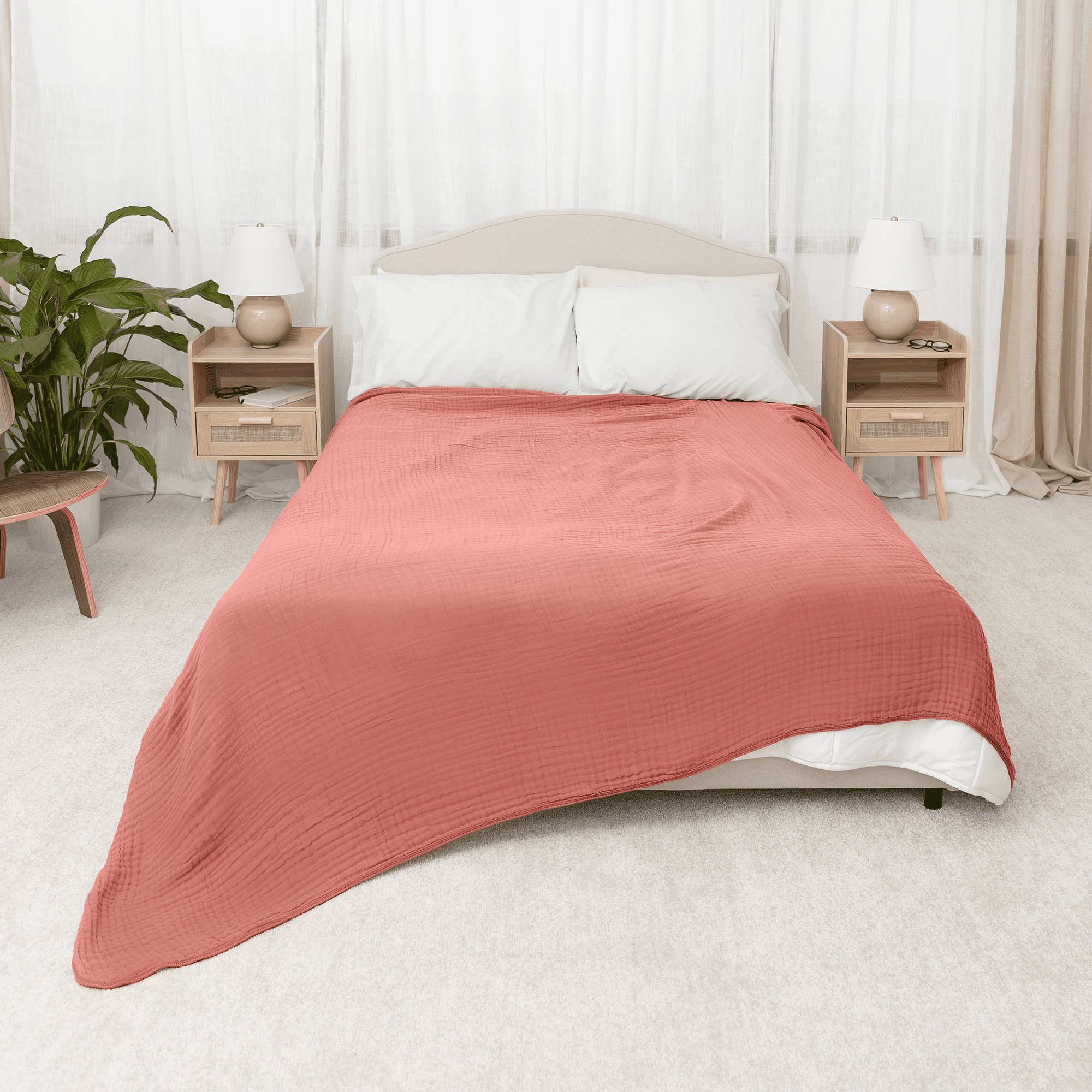 Karlina Muslin Blanket, Queen, Red