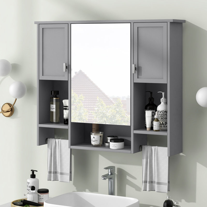 Armoire de rangement murale moderne 35 po x 28 po, Gris