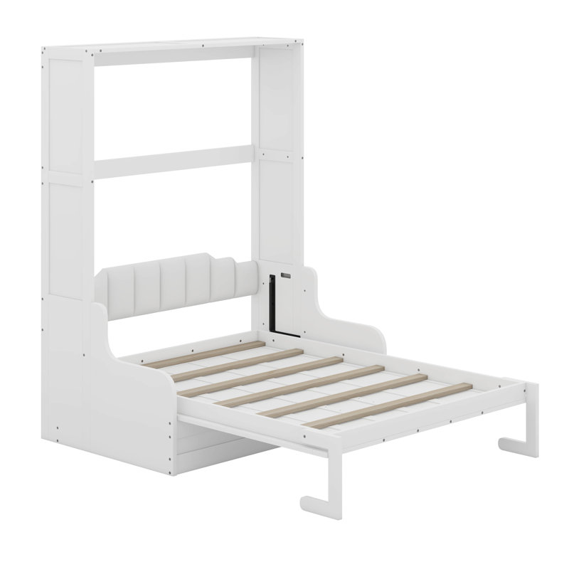 Grand lit escamotable mural avec coussin, Blanc
