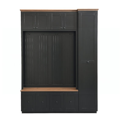 78.7''H Entryway Hall Tree with Storage Bench, 5-in-1 Hall Tree Farmhouse Coat Rack Shoe Bench with Cabinets, Drawers & Hooks for Hallway, Entryway, Living Room, Mudroom